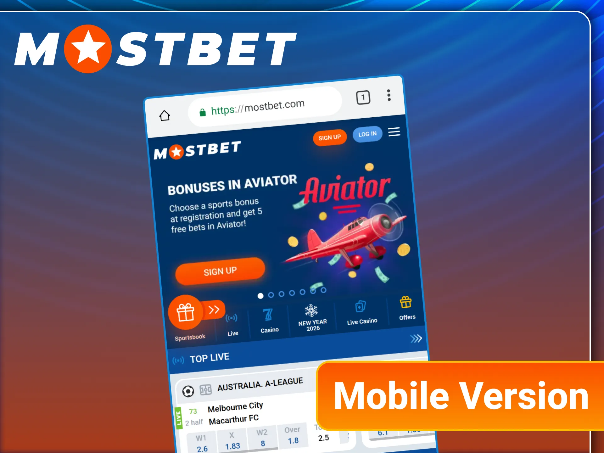Access the official Mostbet website directly from your mobile browser anytime.