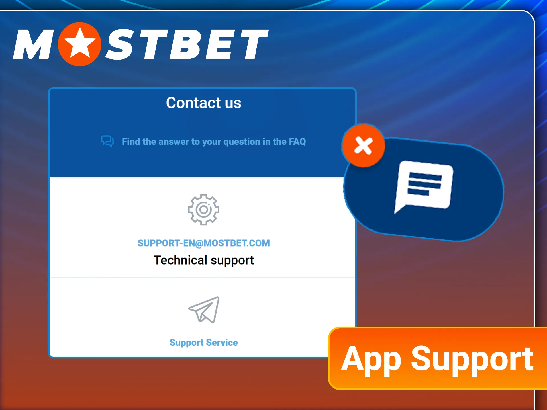 Contact the support team for help inside the official Mostbet application.