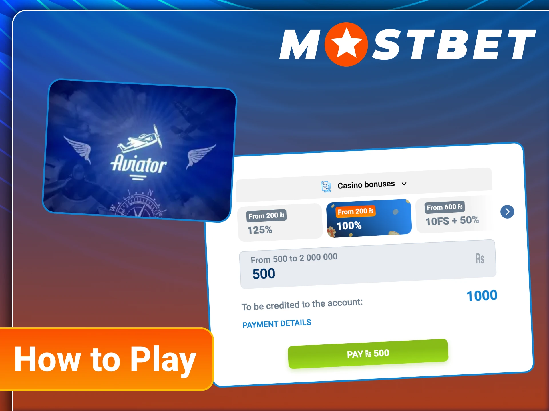 Complete a few steps to start playing Mostbet Aviator.