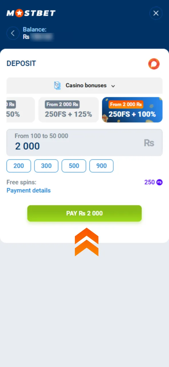 Deposit and play games to activate your bonus at Mostbet casino.