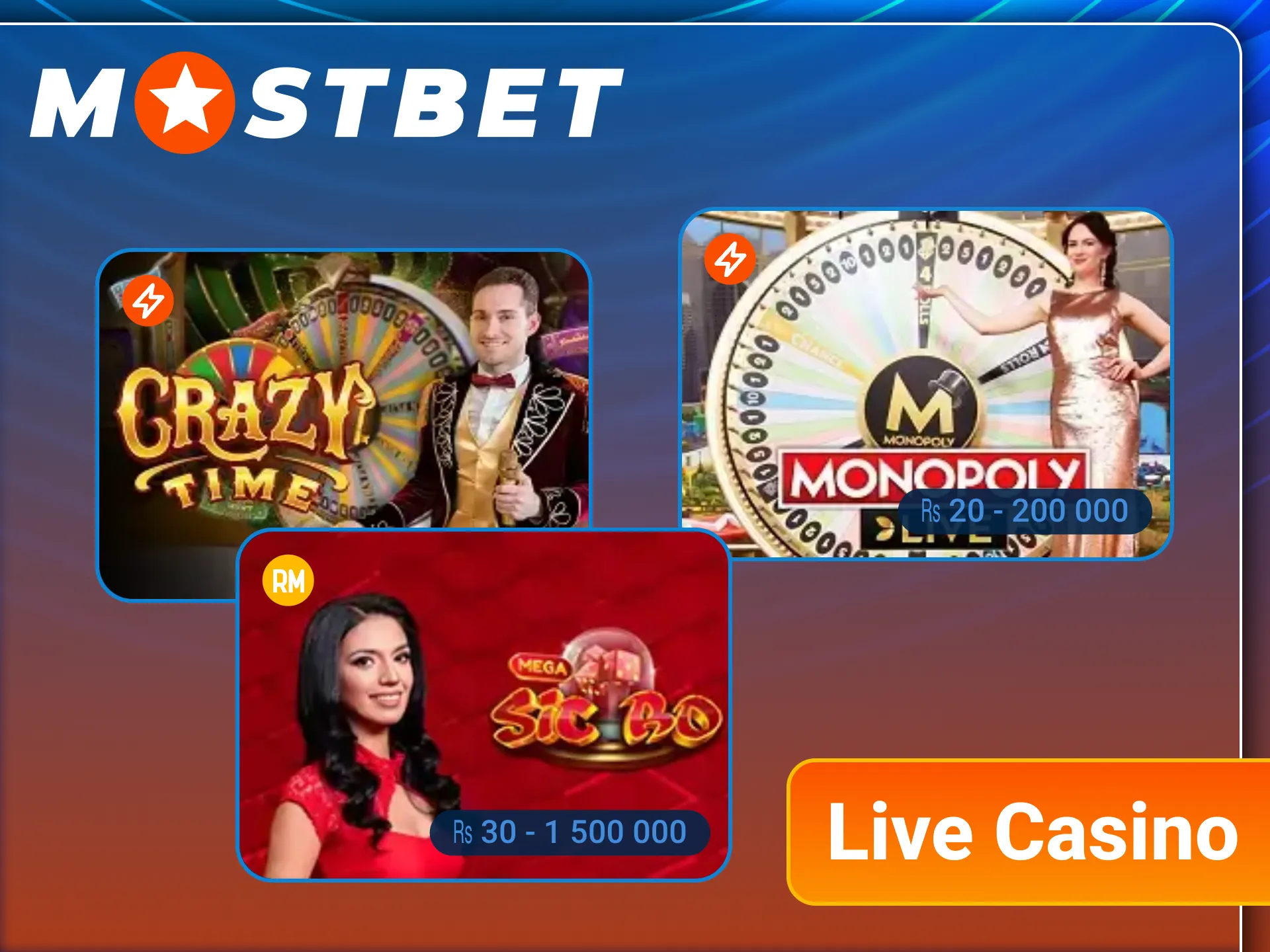 Enjoy the offline casino atmosphere at Mostbet live section.