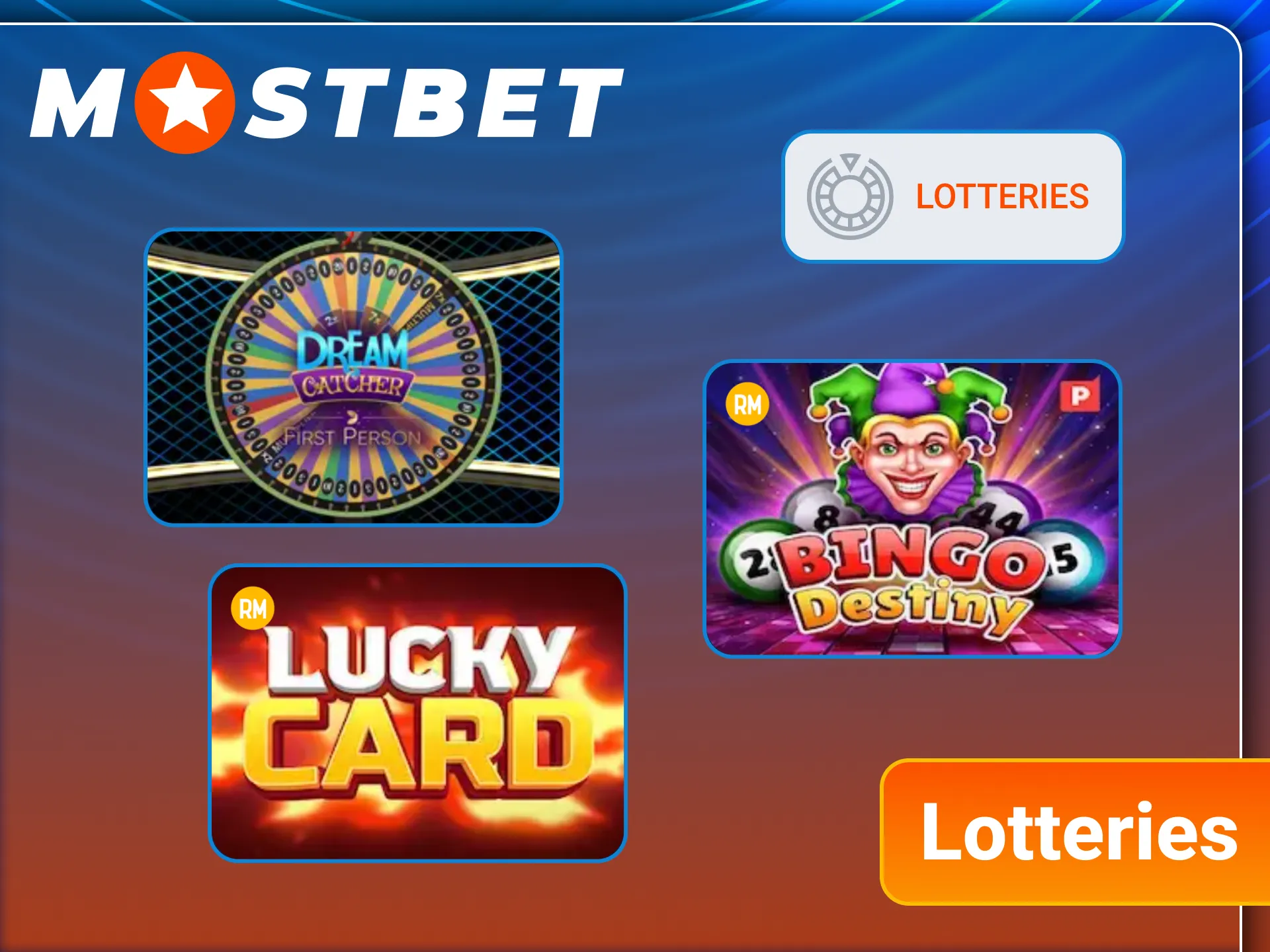 Enjoy playing lotteries at Mostbet casino platform.
