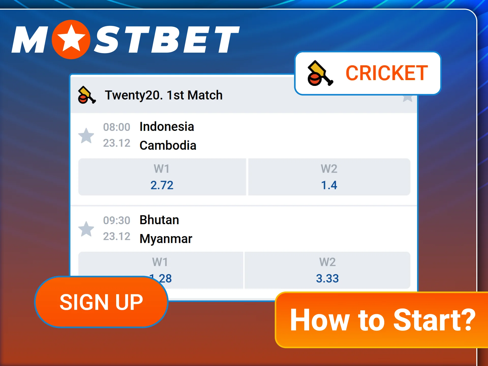 Sign up at Mostbet and start betting on cricket today.