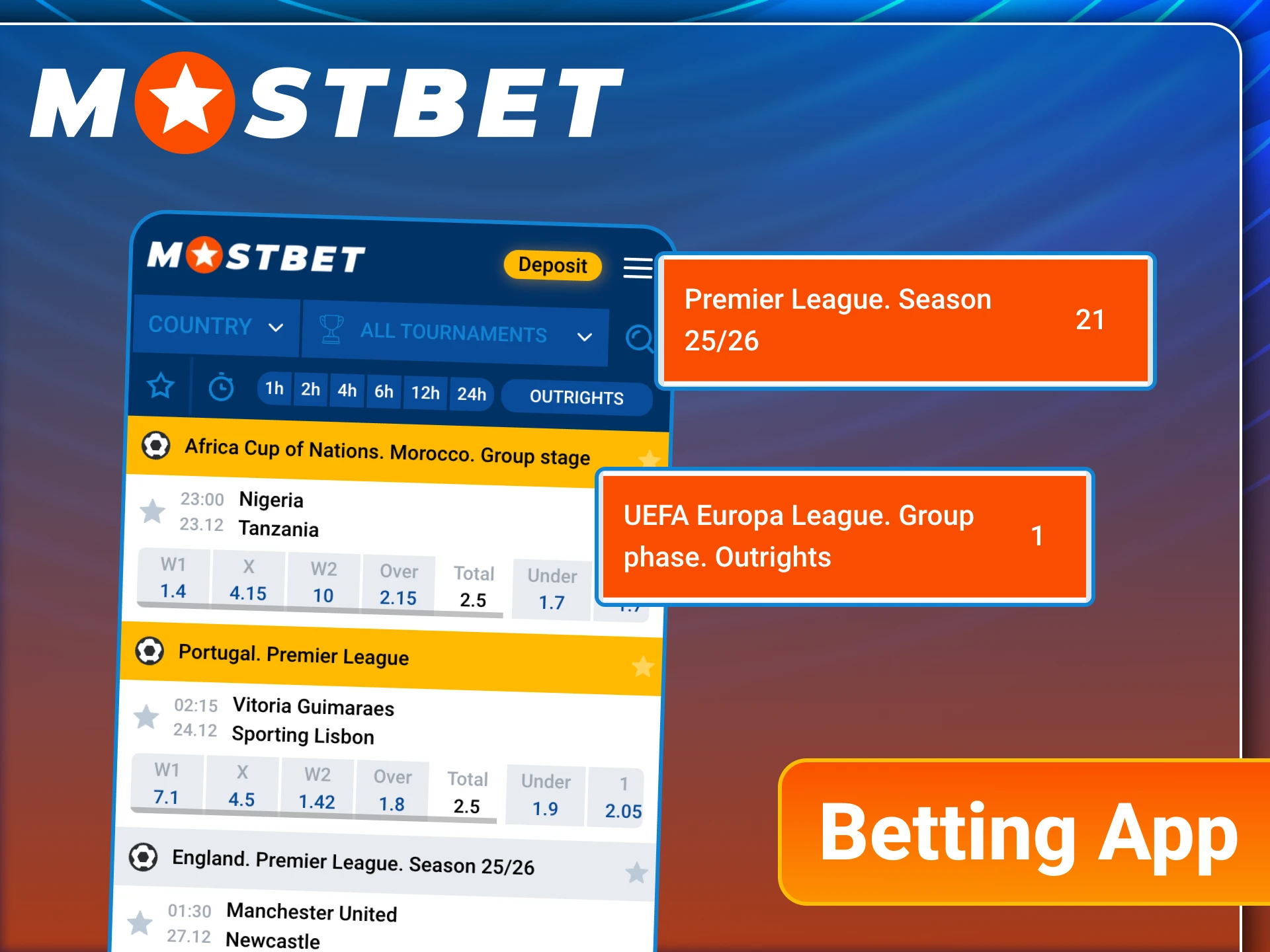 Place football bets from your phone with Mostbet app.