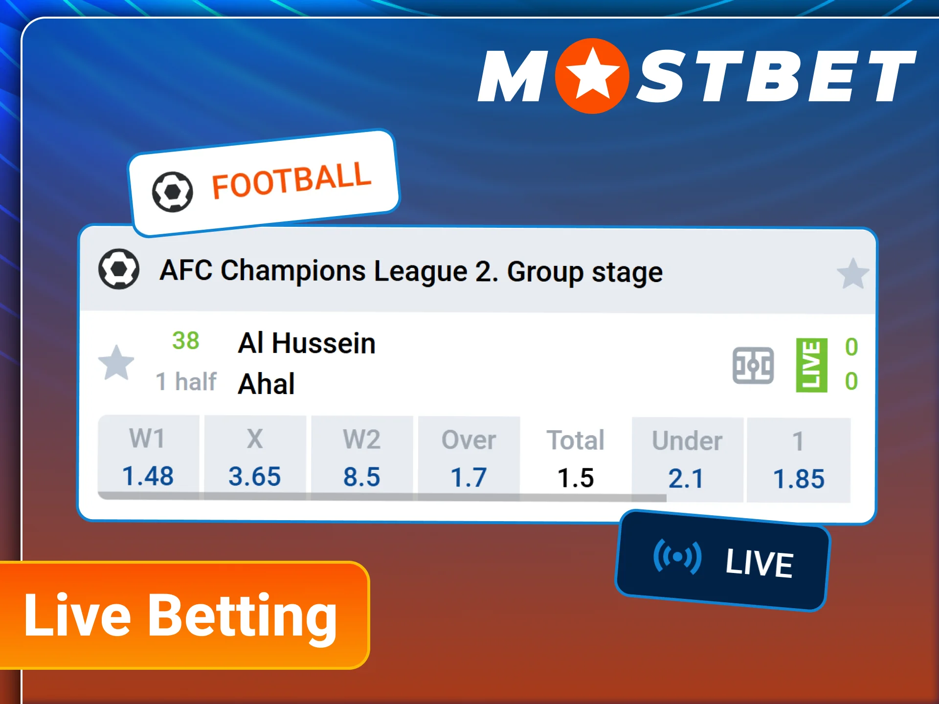 Try live football betting at Mostbet official platform.