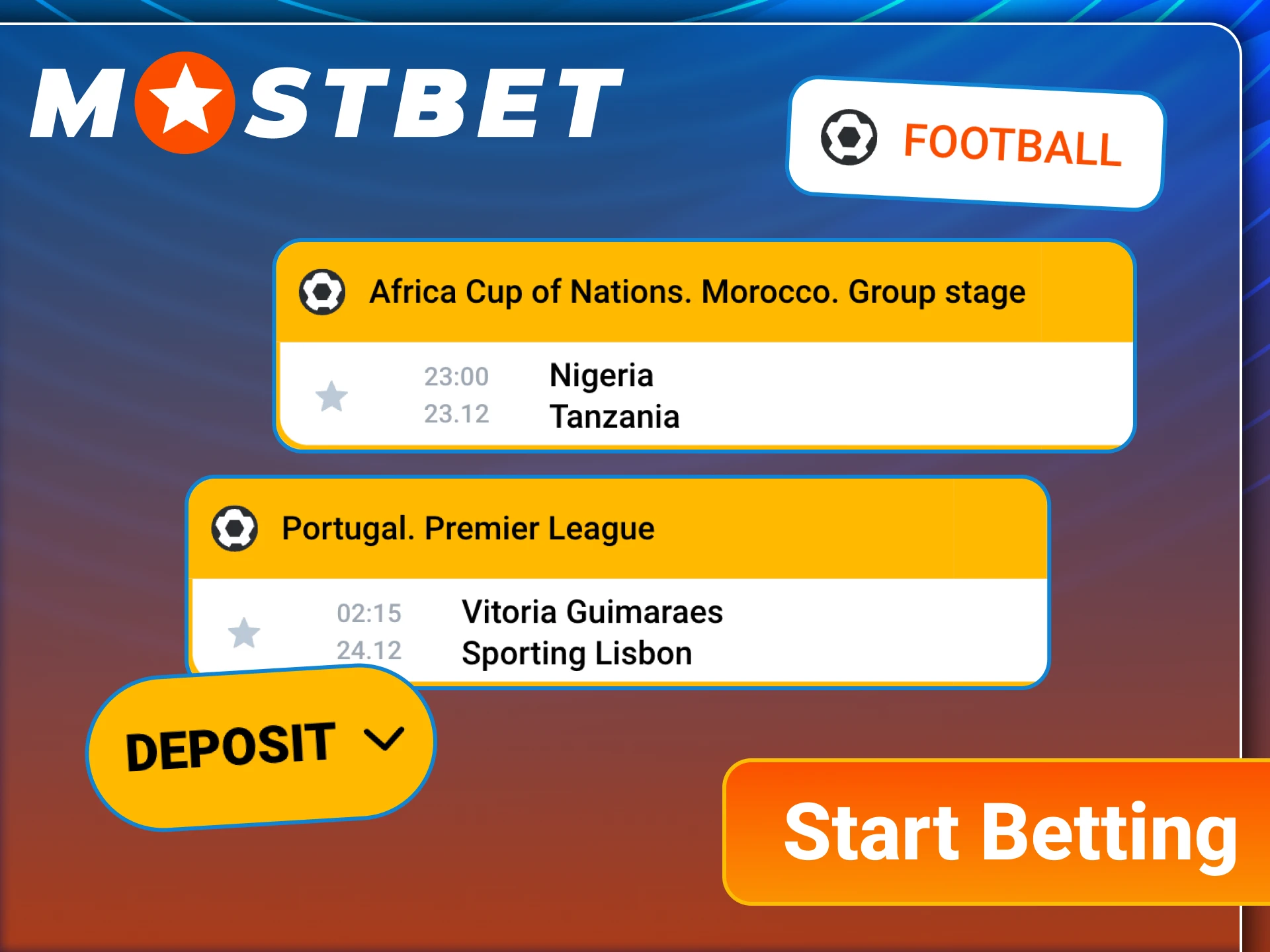 Deposit funds at Mostbet and start betting on football.