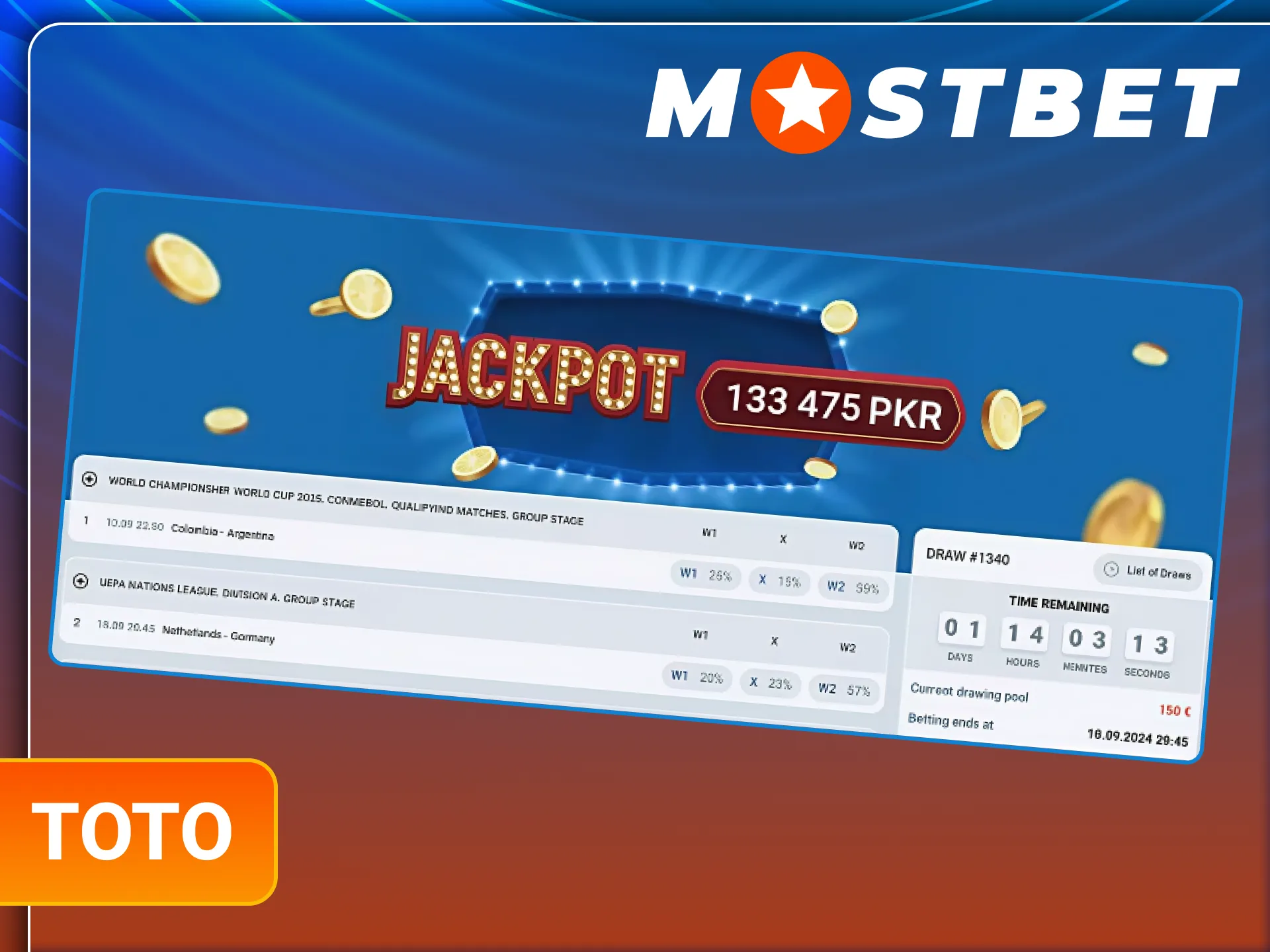Participate in TOTO jackpots on the official Mostbet gaming website.