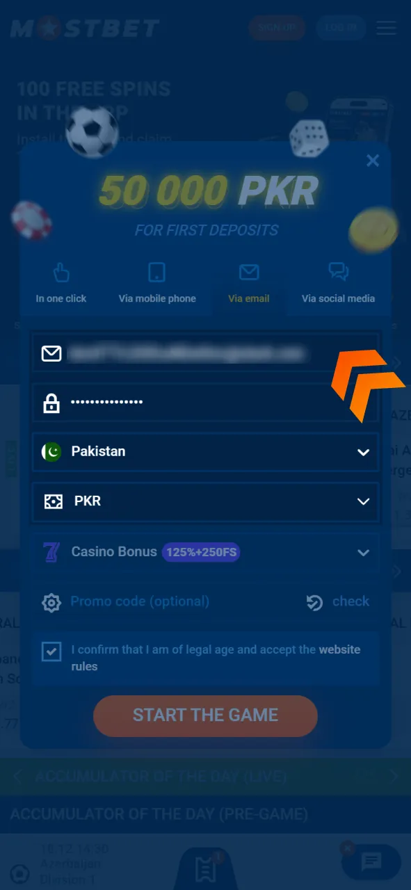 Provide your personal details to join the official Mostbet gaming platform.