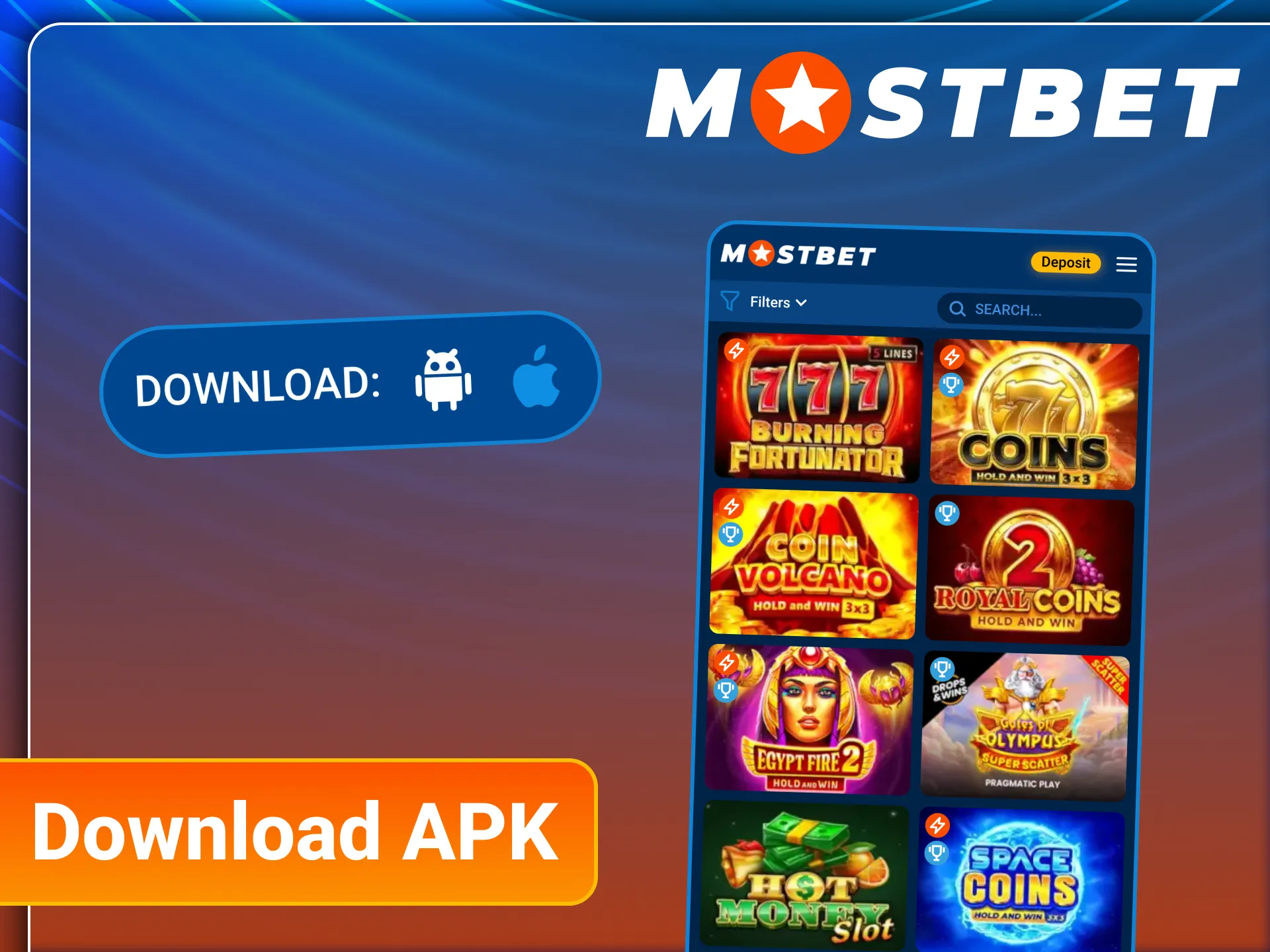 Mostbet site has its own mobile application for slots.