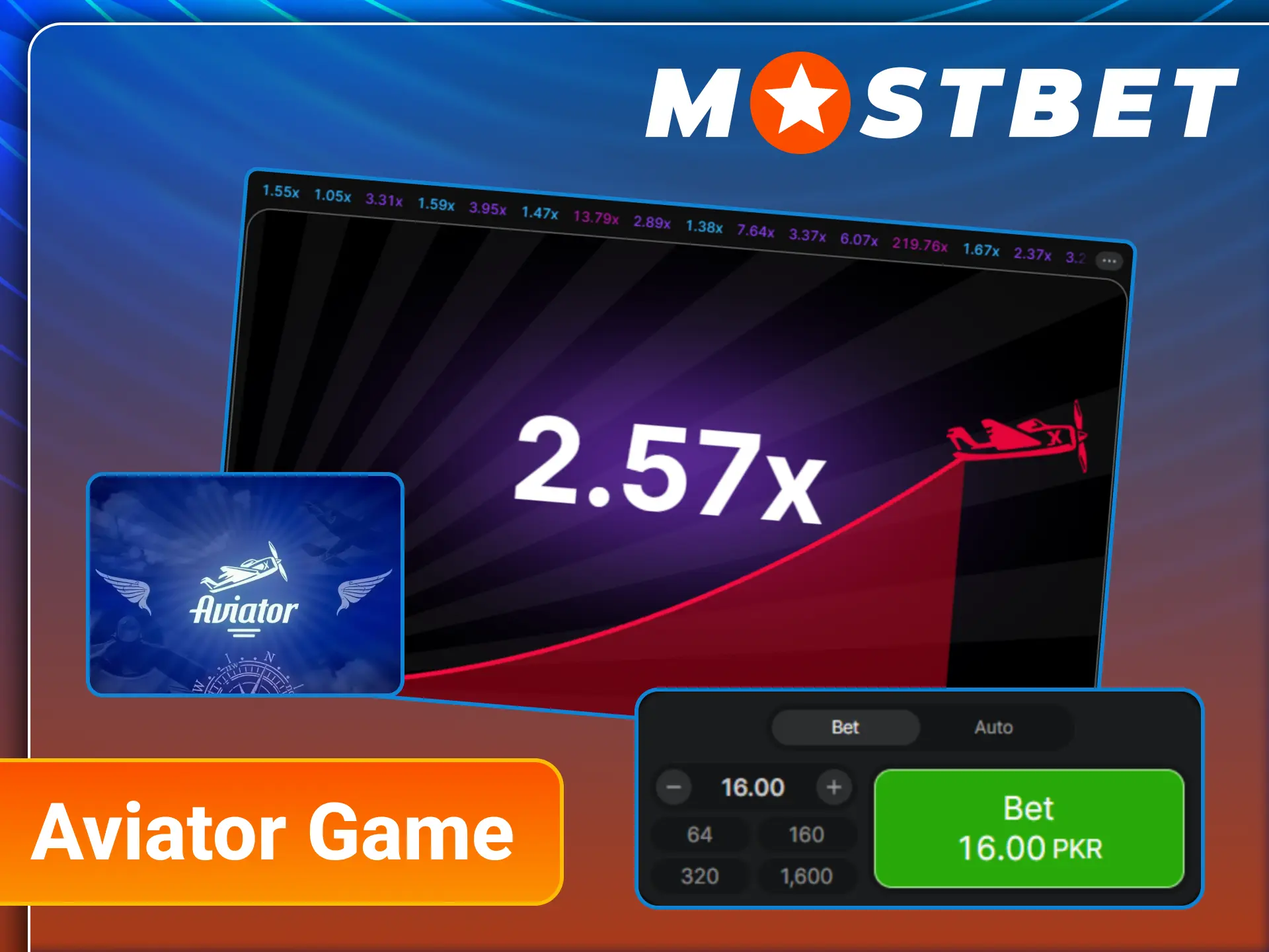 Experience the exciting Aviator crash game on official Mostbet website.